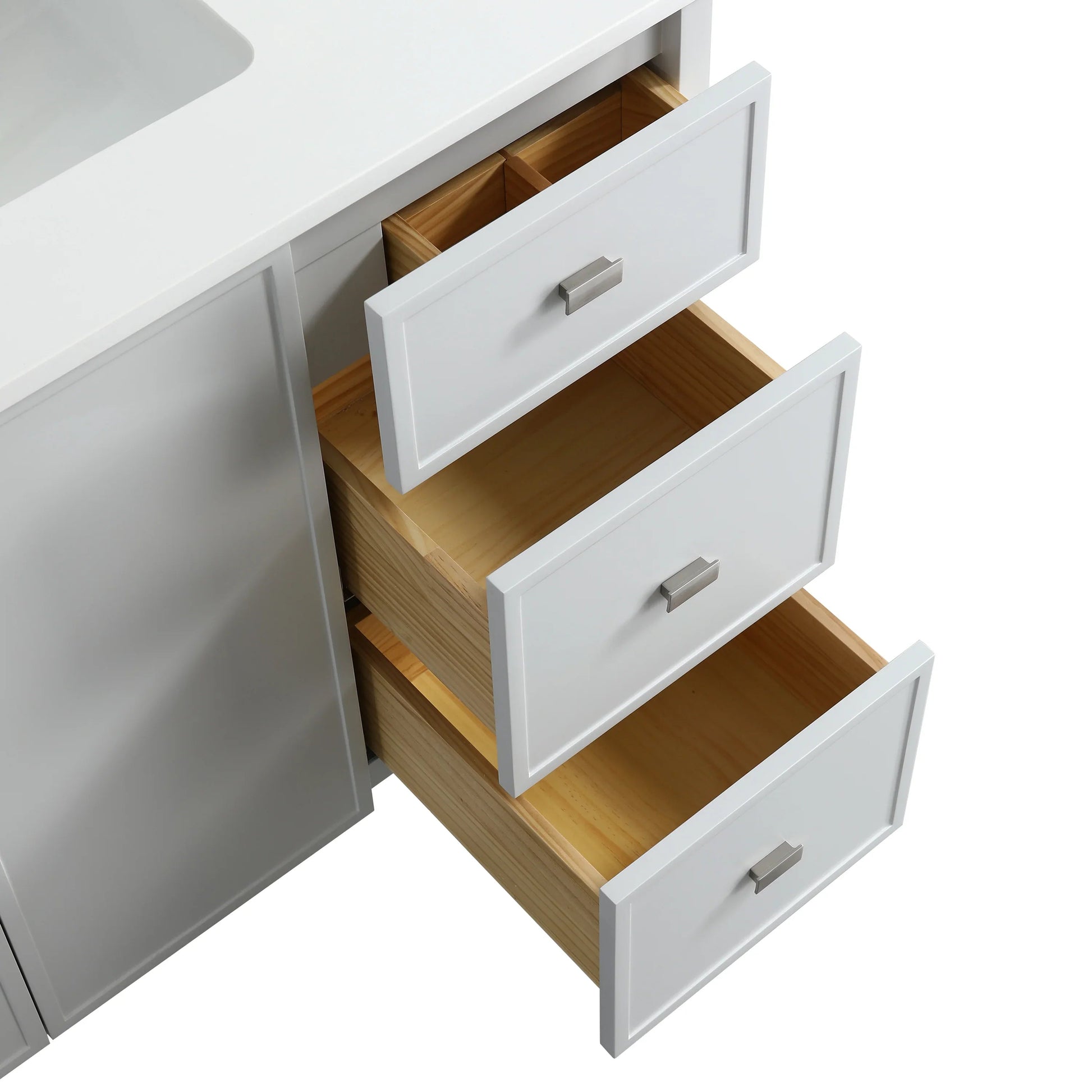 42" Hampton Grey Freestanding Vanity with Pure White Quartz Countertop-Migration_Bathroom Vanities-DECOROLALA