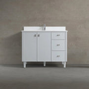42" Hampton Grey Freestanding Vanity with Pure White Quartz Countertop-Migration_Bathroom Vanities-DECOROLALA
