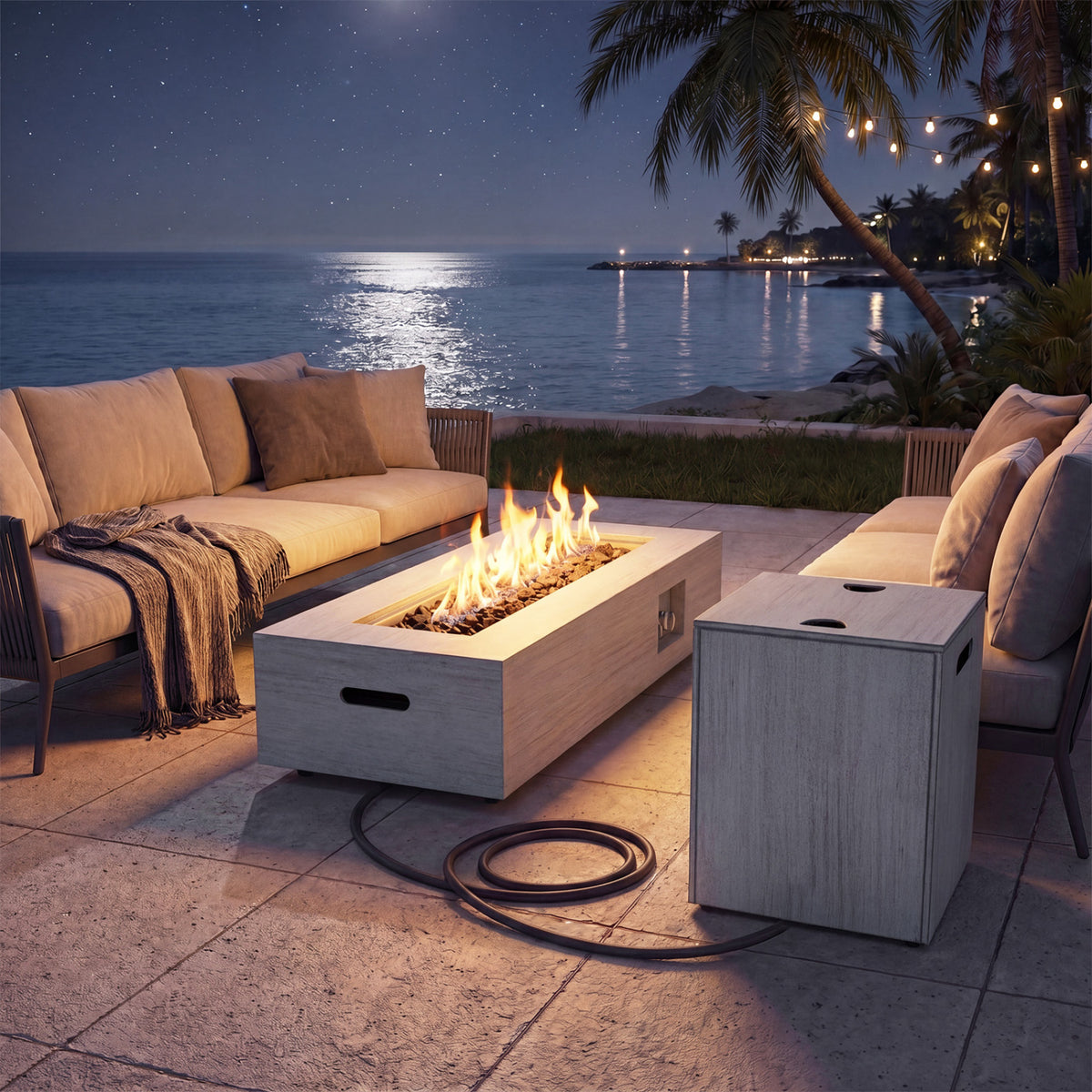 42 Inch 50 000 BTU Outdoor Rectangular Fire Table with Tank Holder-Fire Pit Tables-DECOROLALA