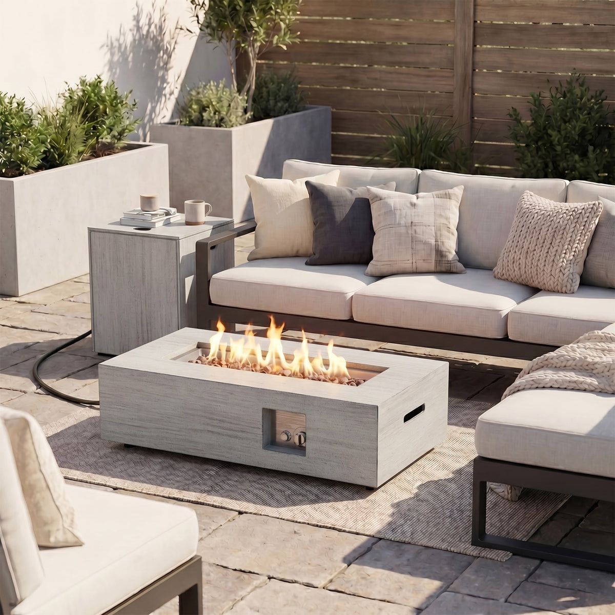 42 Inch 50 000 BTU Outdoor Rectangular Fire Table with Tank Holder-Fire Pit Tables-DECOROLALA