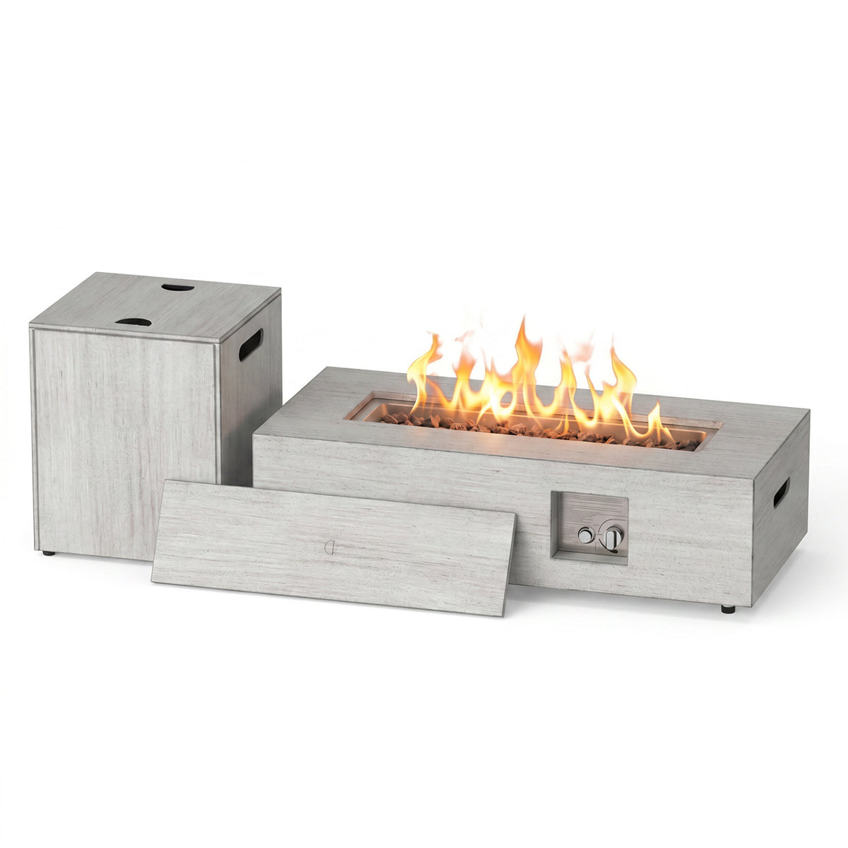 42 Inch 50 000 BTU Outdoor Rectangular Fire Table with Tank Holder-Fire Pit Tables-DECOROLALA
