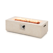 42 Inch 50 000 BTU Rectangle Terrazzo Fire Pit Table with PVC Cover-White-Fire Pit Tables-DECOROLALA