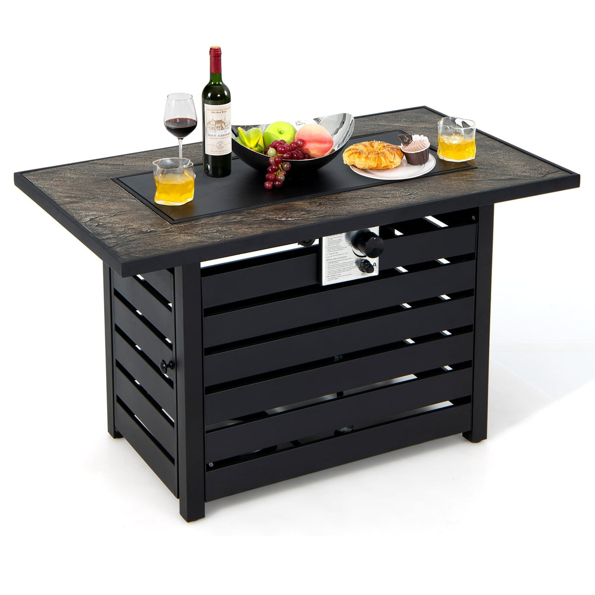 42 Inch 50000 BTU Propane Fire Pit Table with Ore Powder Surface-Fire Pit Tables-DECOROLALA