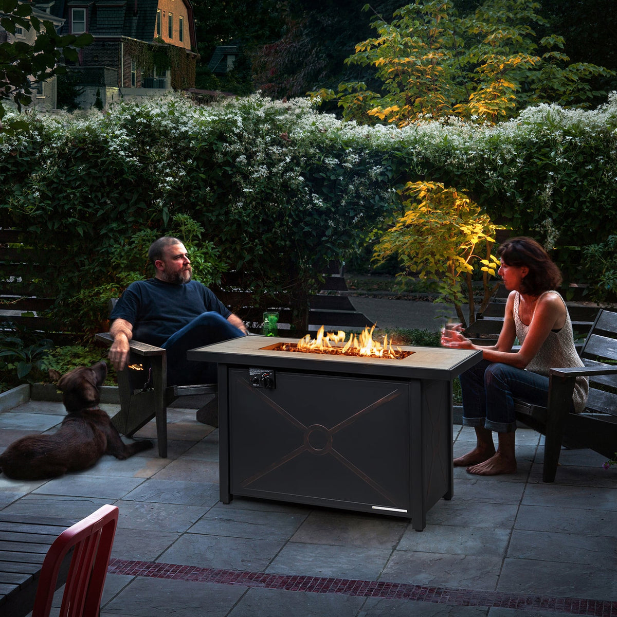 42 Inch 60000 BTU Propane Fire Pit Table with Ceramic Tabletop-Fire Pit Tables-DECOROLALA