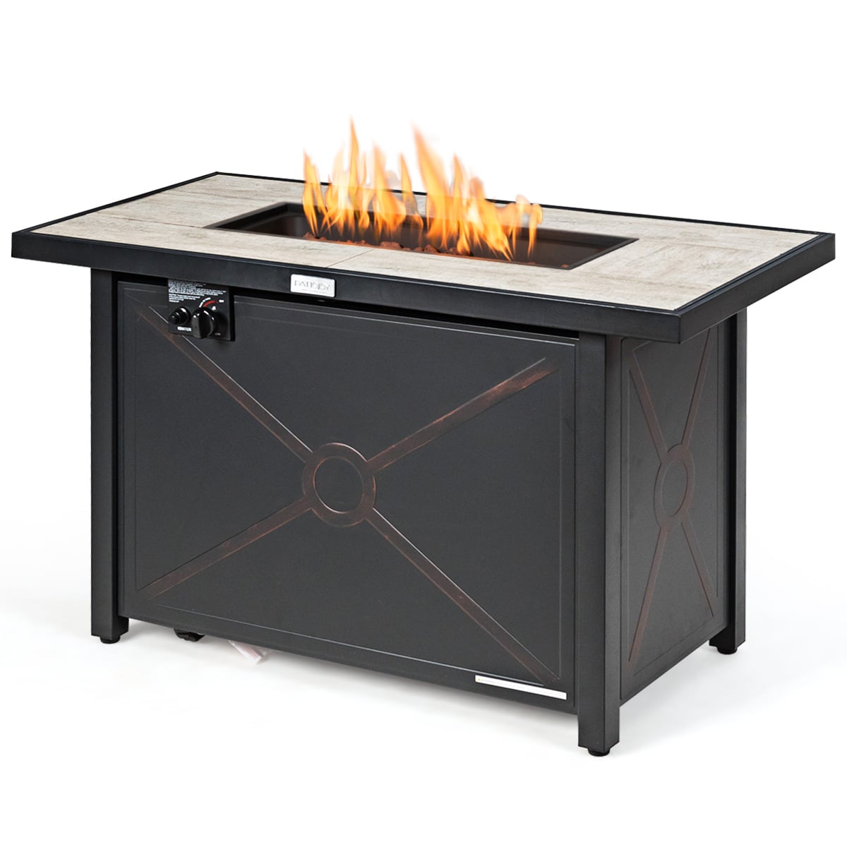 42 Inch 60000 BTU Propane Fire Pit Table with Ceramic Tabletop-Fire Pit Tables-DECOROLALA