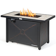 42 Inch 60000 BTU Propane Fire Pit Table with Ceramic Tabletop-Fire Pit Tables-DECOROLALA