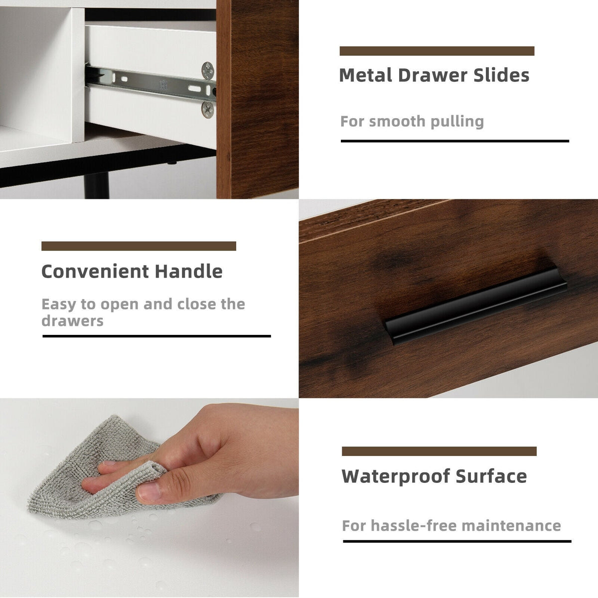 42 Inch Industrial Console Table with 2 Drawers for Entryway Hallway-Console Tables-DECOROLALA