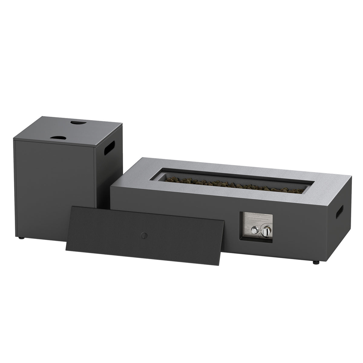 42 Inch Outdoor Rectangular Fire Table 50 000 BTU with Tank Holder-Black-Fire Pit Tables-DECOROLALA