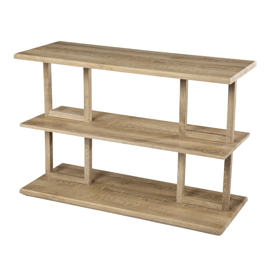 42" Natural Floor Shelf Console Table With Shelves-Console Tables-DECOROLALA
