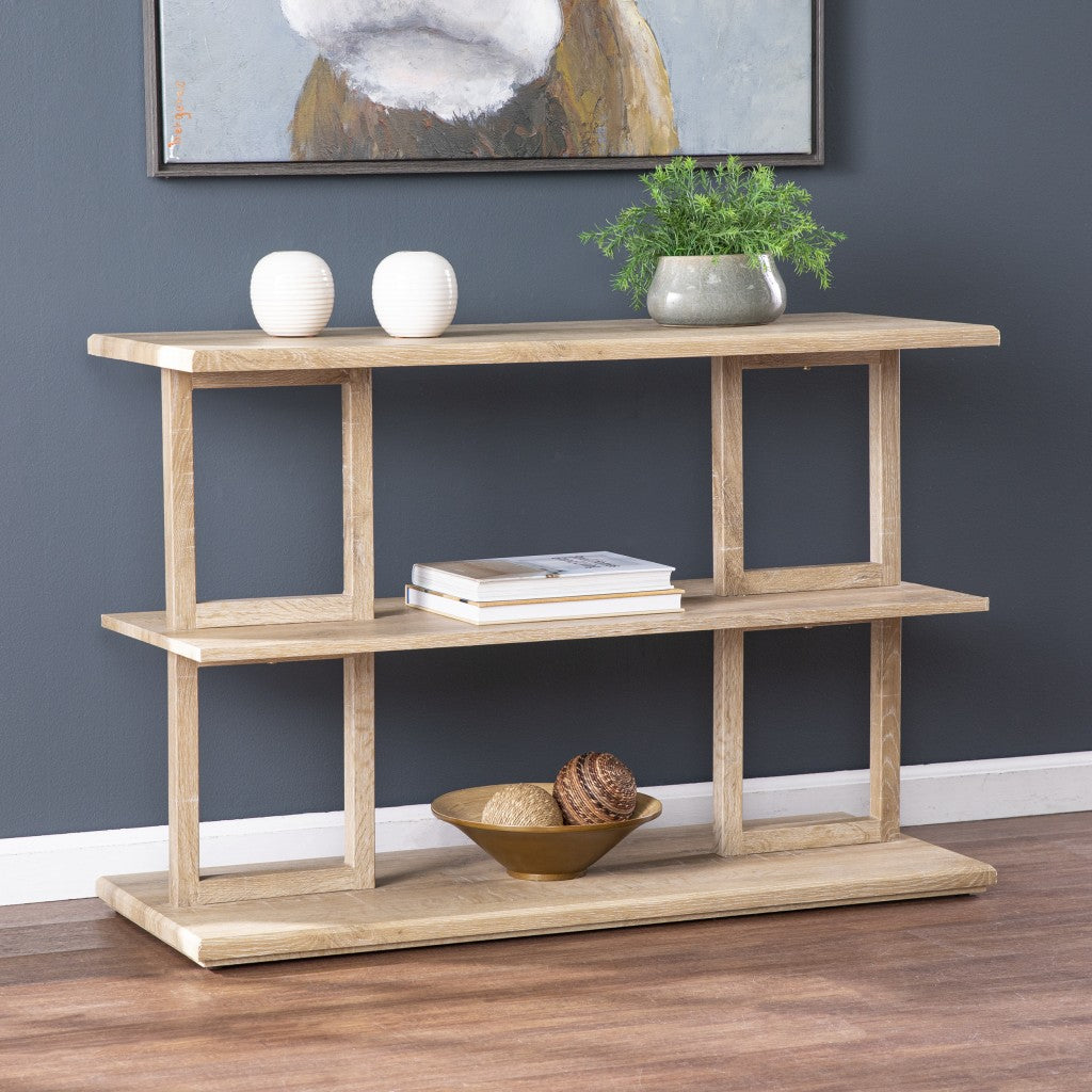 42" Natural Floor Shelf Console Table With Shelves-Console Tables-DECOROLALA