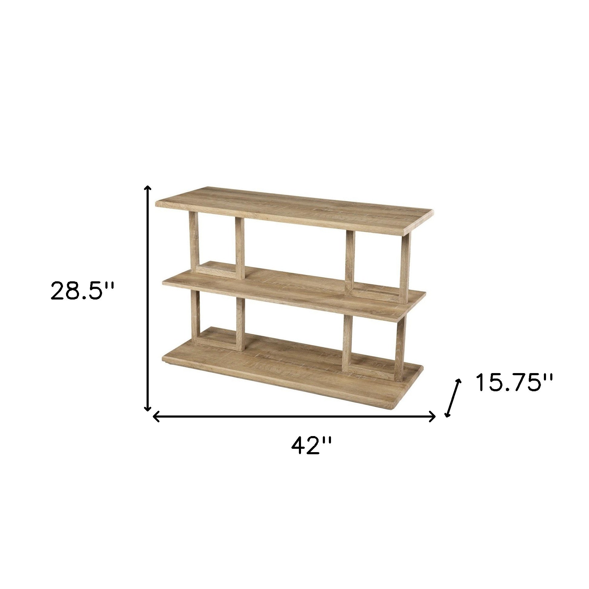 42" Natural Floor Shelf Console Table With Shelves-Console Tables-DECOROLALA