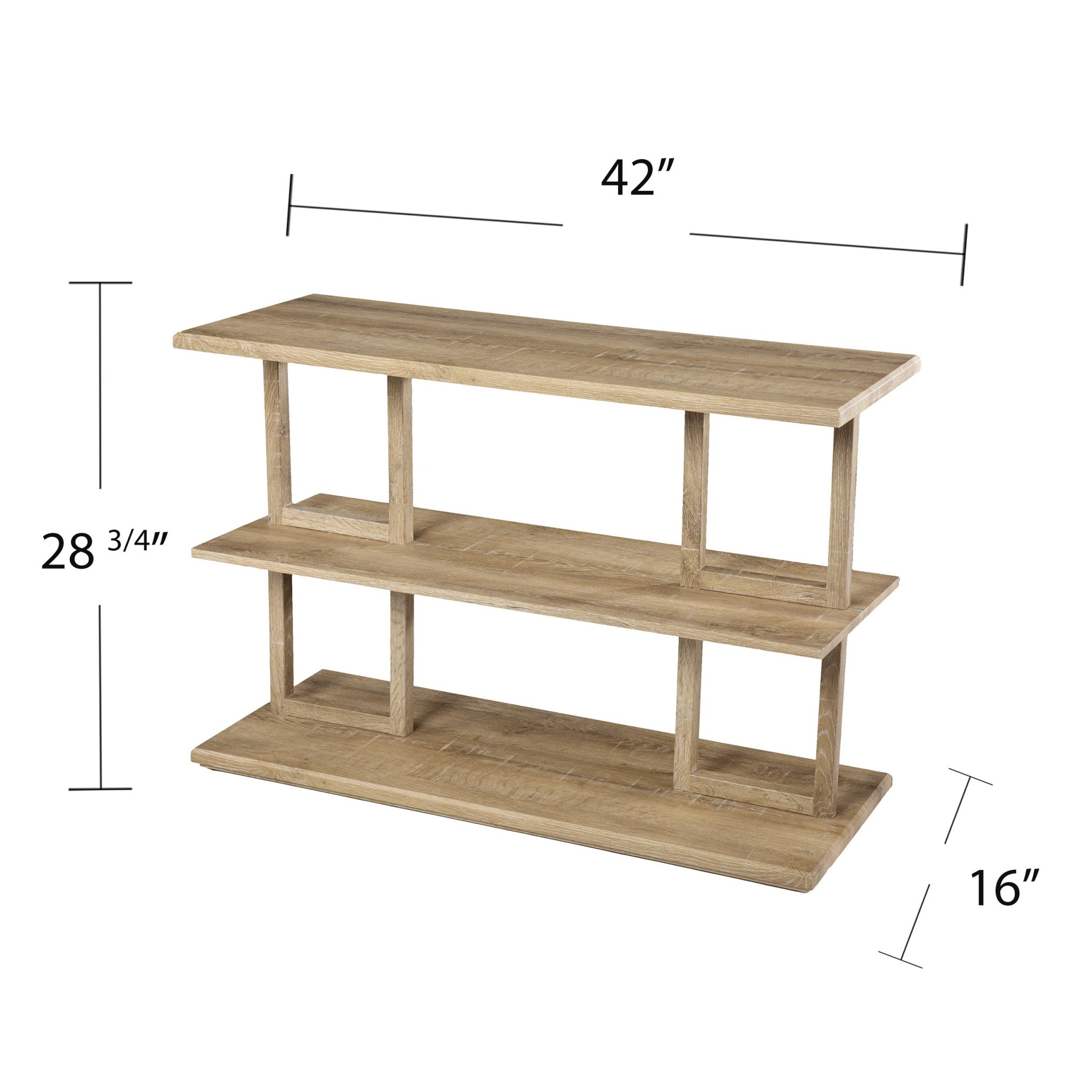 42" Natural Floor Shelf Console Table With Shelves-Console Tables-DECOROLALA