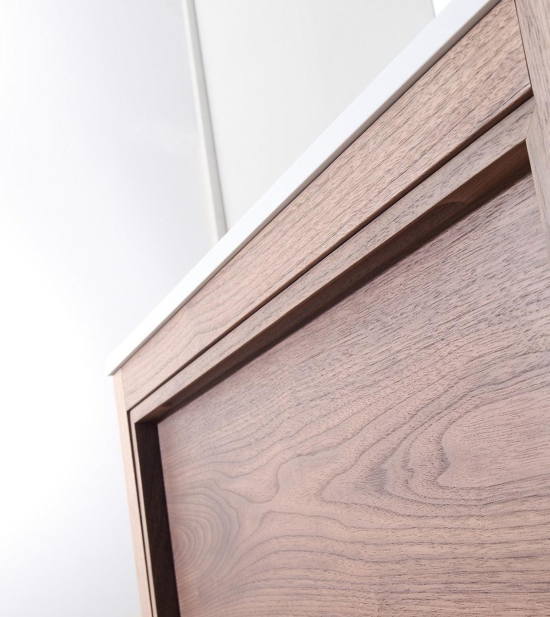 42" Natural Walnut Freestanding Bathroom Vanity with White Solid Surface Countertop-Migration_Bathroom Vanities-DECOROLALA