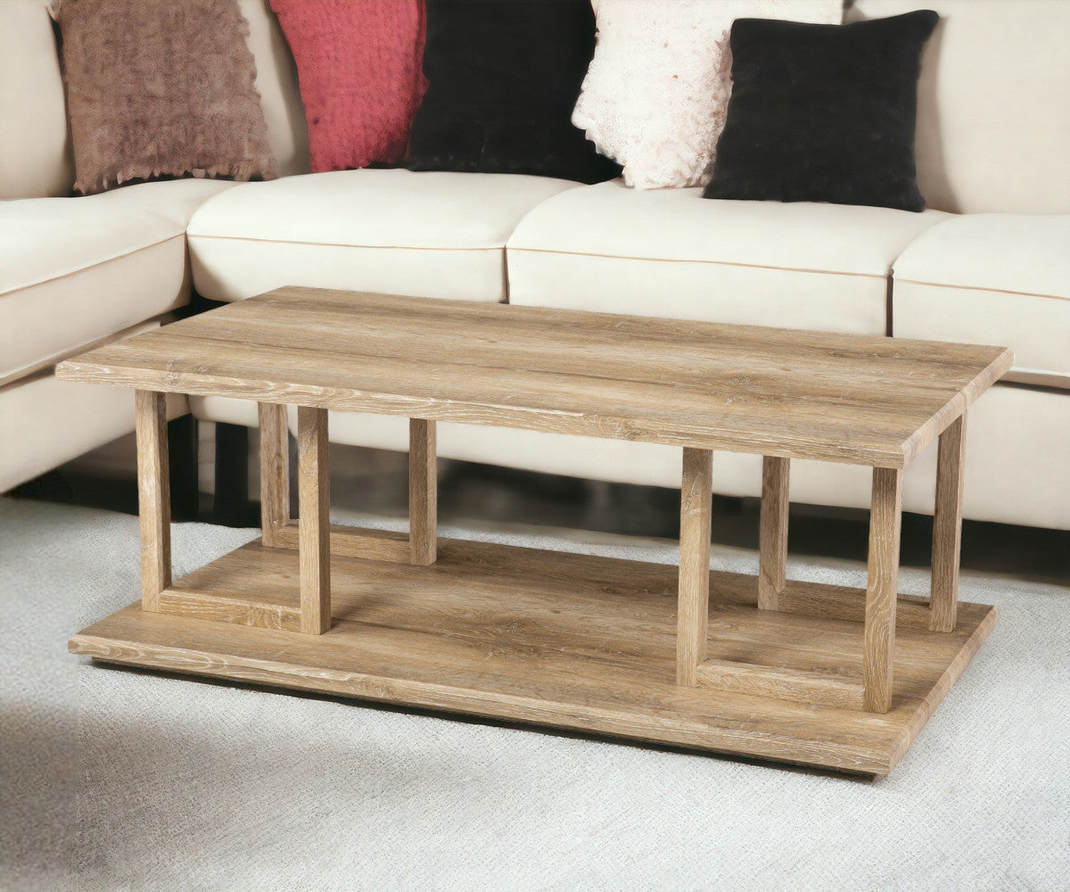 42" Natural Wood Coffee Table-Coffee Tables-DECOROLALA