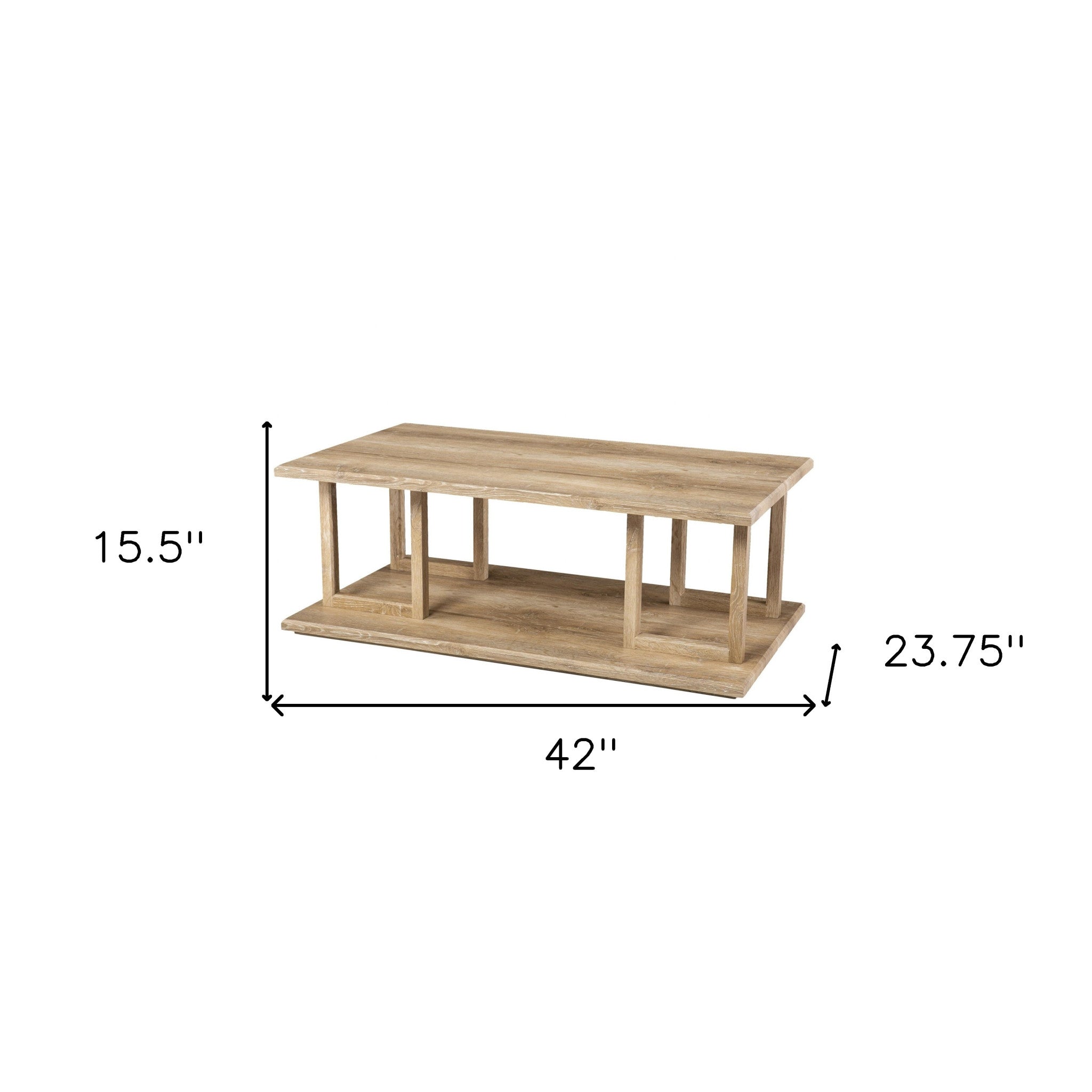 42" Natural Wood Coffee Table-Coffee Tables-DECOROLALA