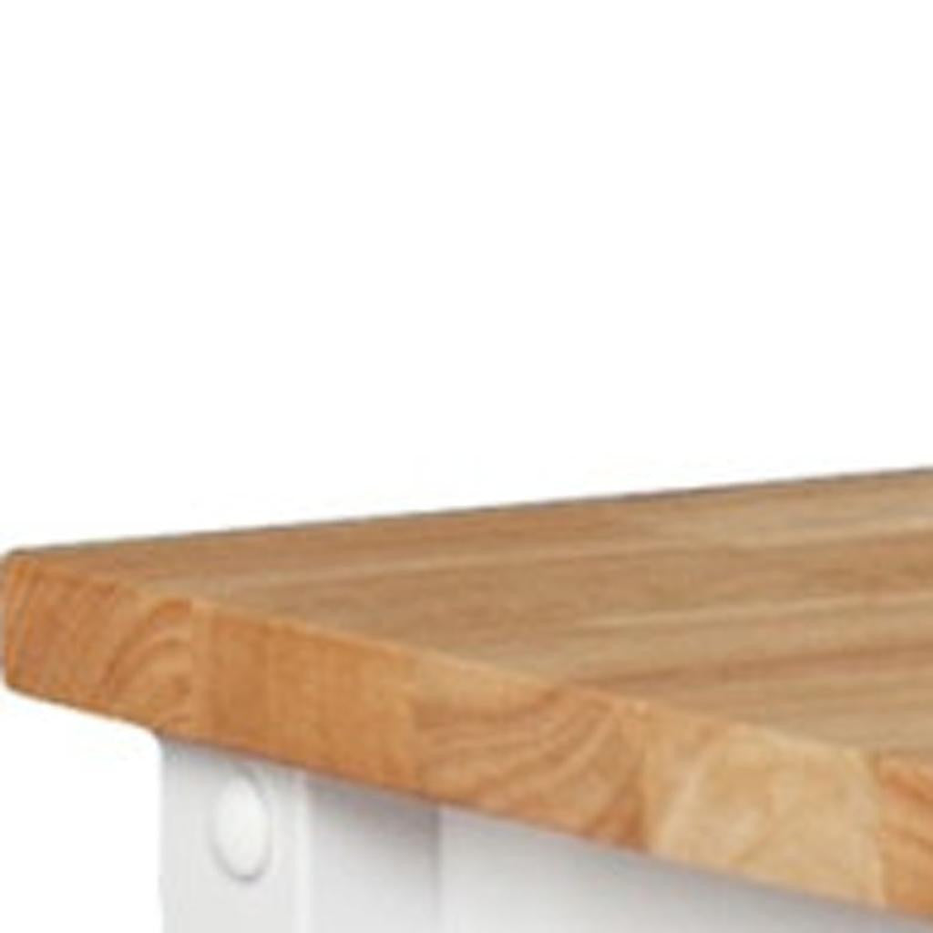 42" Natural and White Butcher Block and Iron Rolling Kitchen Cart With Storage-Kitchen Carts-Islands-DECOROLALA