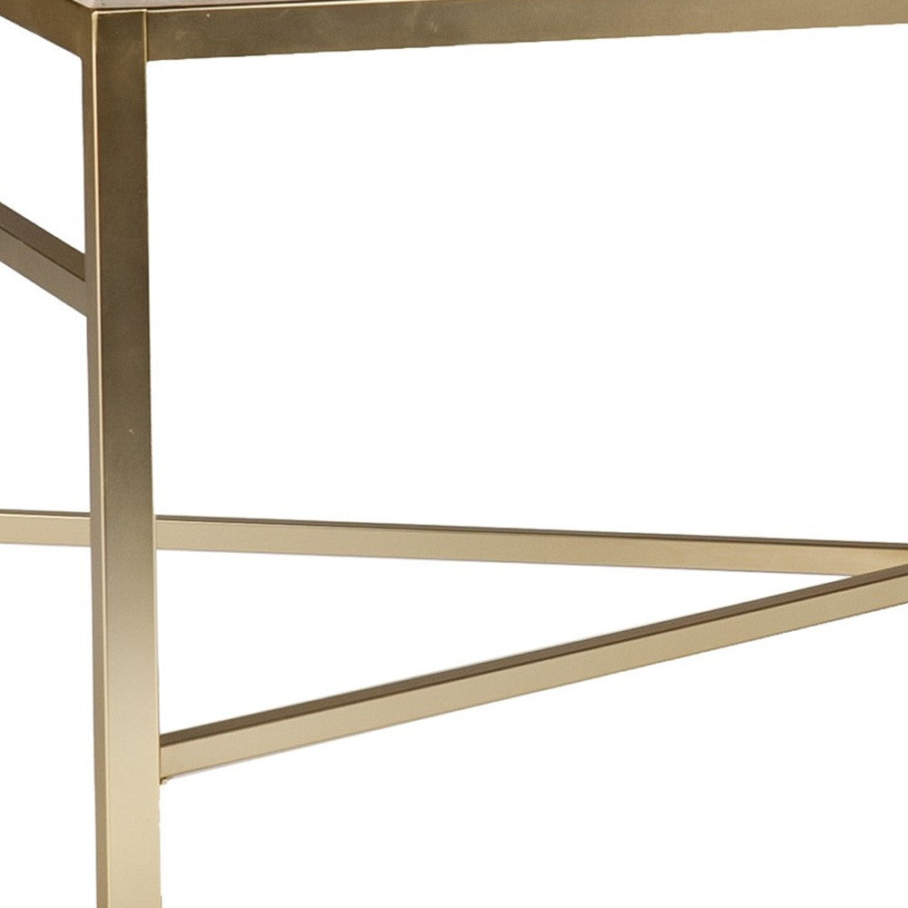 42" Off White Manufactured Wood And Metal Rectangular Coffee Table-Coffee Tables-DECOROLALA