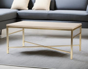 42" Off White Manufactured Wood And Metal Rectangular Coffee Table-Coffee Tables-DECOROLALA