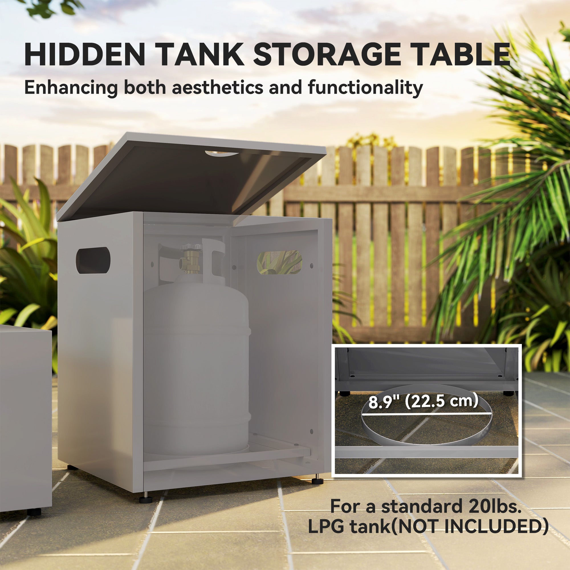 42" Propane Fire Pit Table 50,000 BTU - Light Grey-Patio & Garden > Fire Pits-DECOROLALA