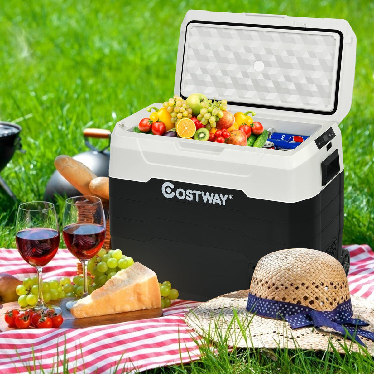 42 QT Portable Dual-Zone Car Refrigerator-White-Coolers-DECOROLALA