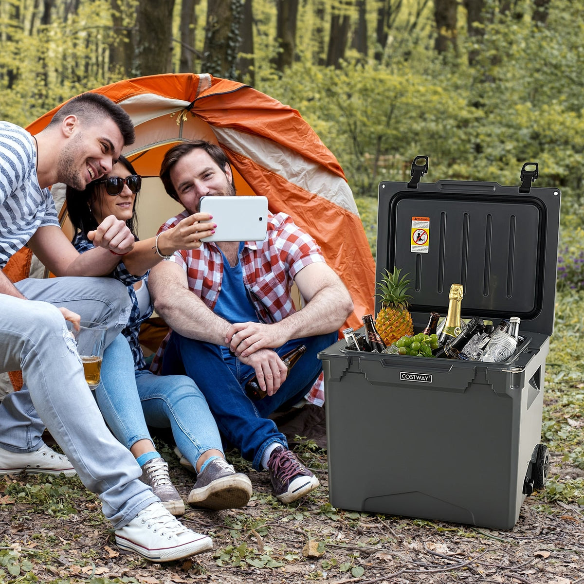 42 Quart Hard Cooler with Wheels and Handle-Coolers-DECOROLALA