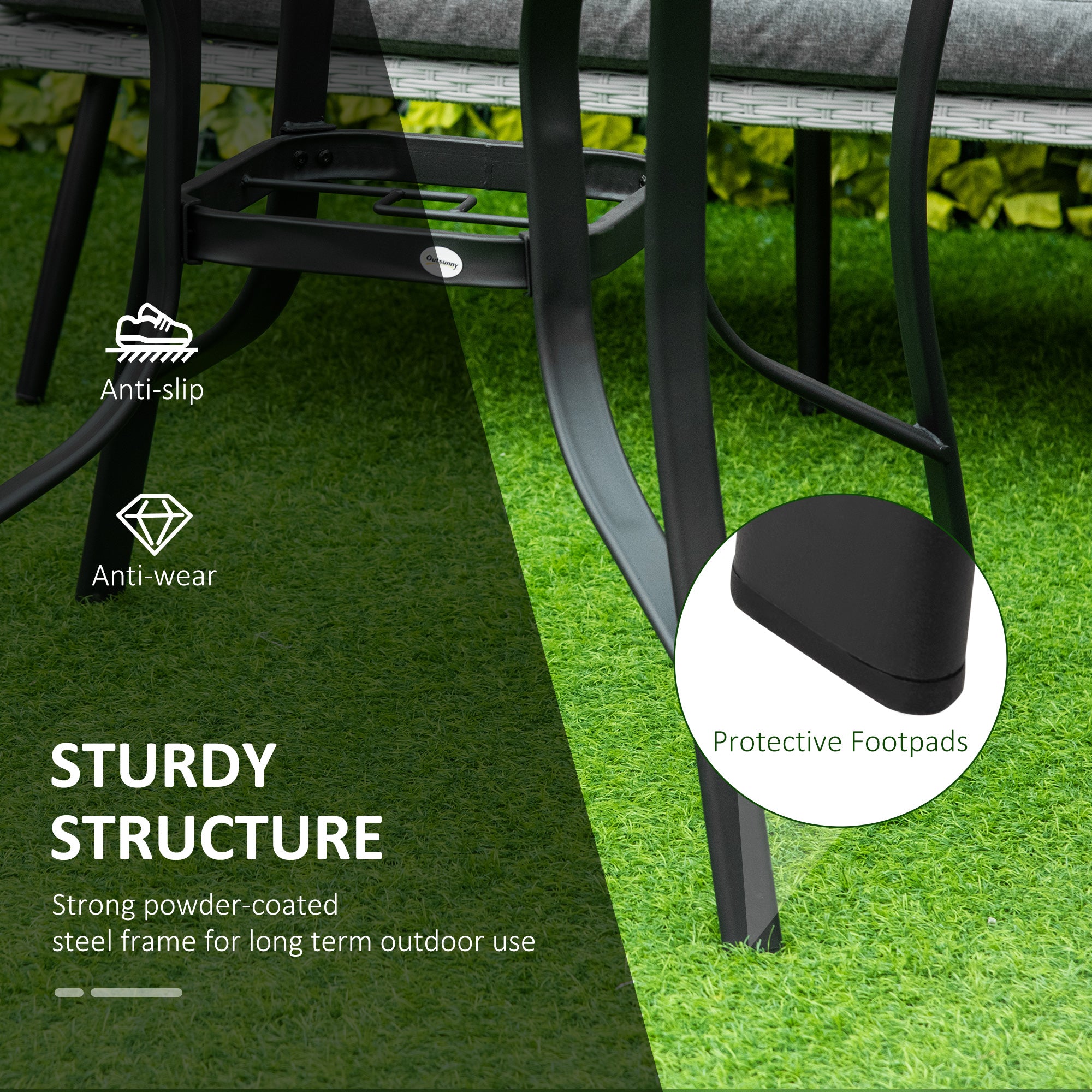 42" Round Patio Dining Table - Black Glass Steel-DECOROLALA