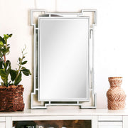 42" Silver Accent Wood Mirror-Mirrors-DECOROLALA
