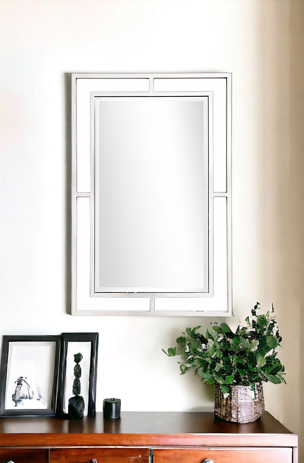 42" Silver Metal Framed Accent Mirror-Mirrors-DECOROLALA