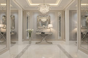 42" Silver Mirrored Glass Cross Leg Console Table-Console Tables-DECOROLALA