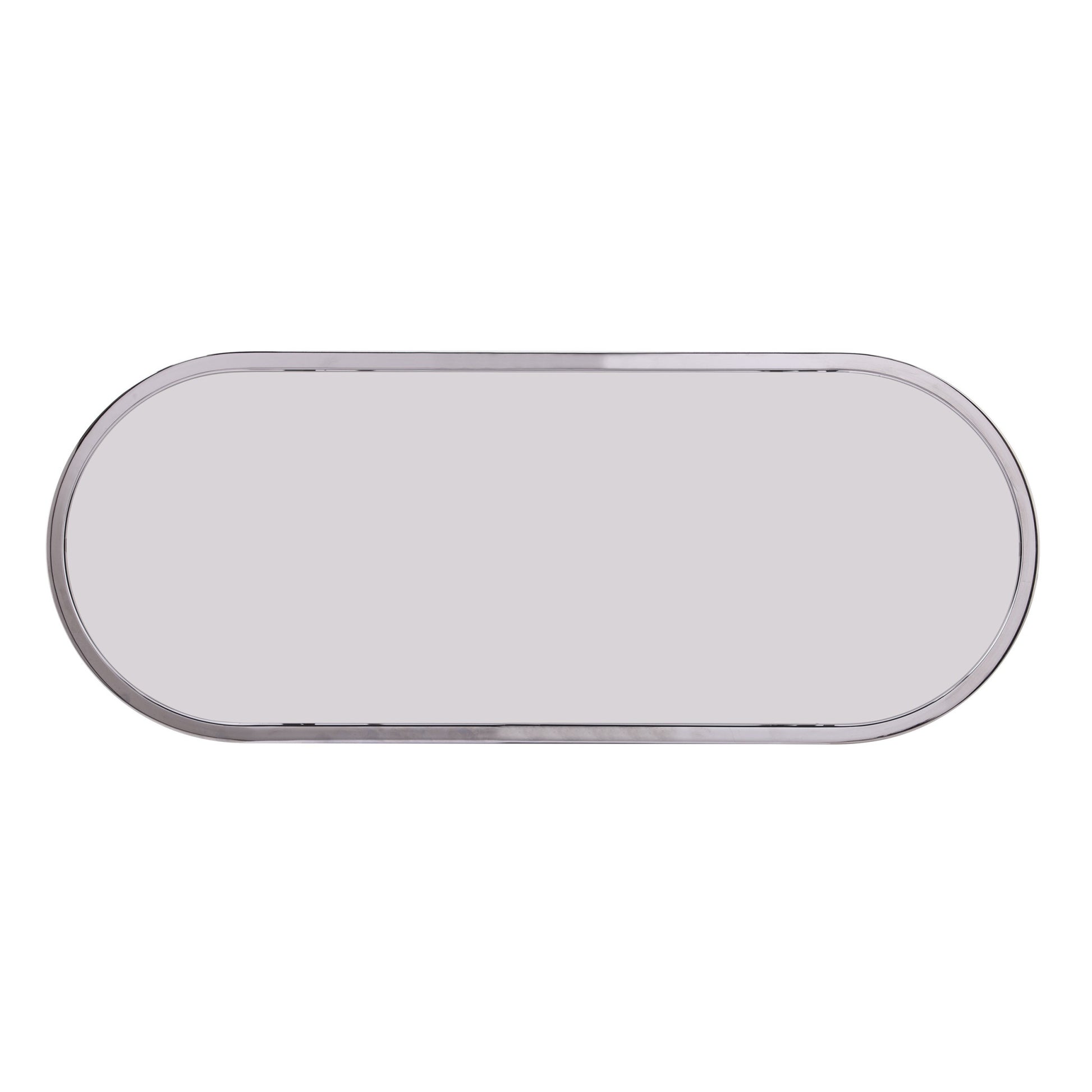 42" Silver Mirrored Glass Oval Cross Leg Console Table With Shelves-Console Tables-DECOROLALA