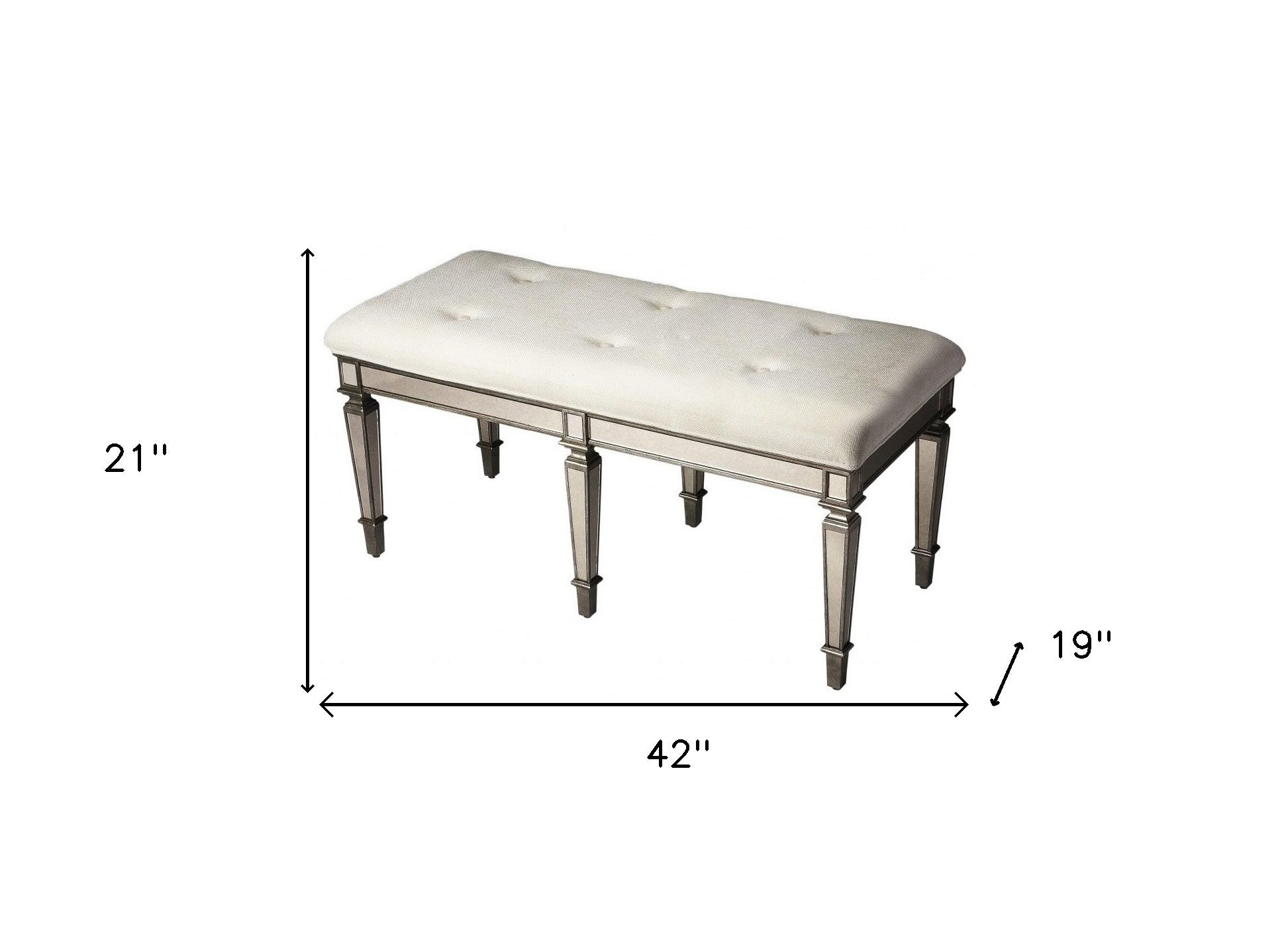 42" Silver Upholstered 100% Cotton Entryway Bench-Benches-DECOROLALA