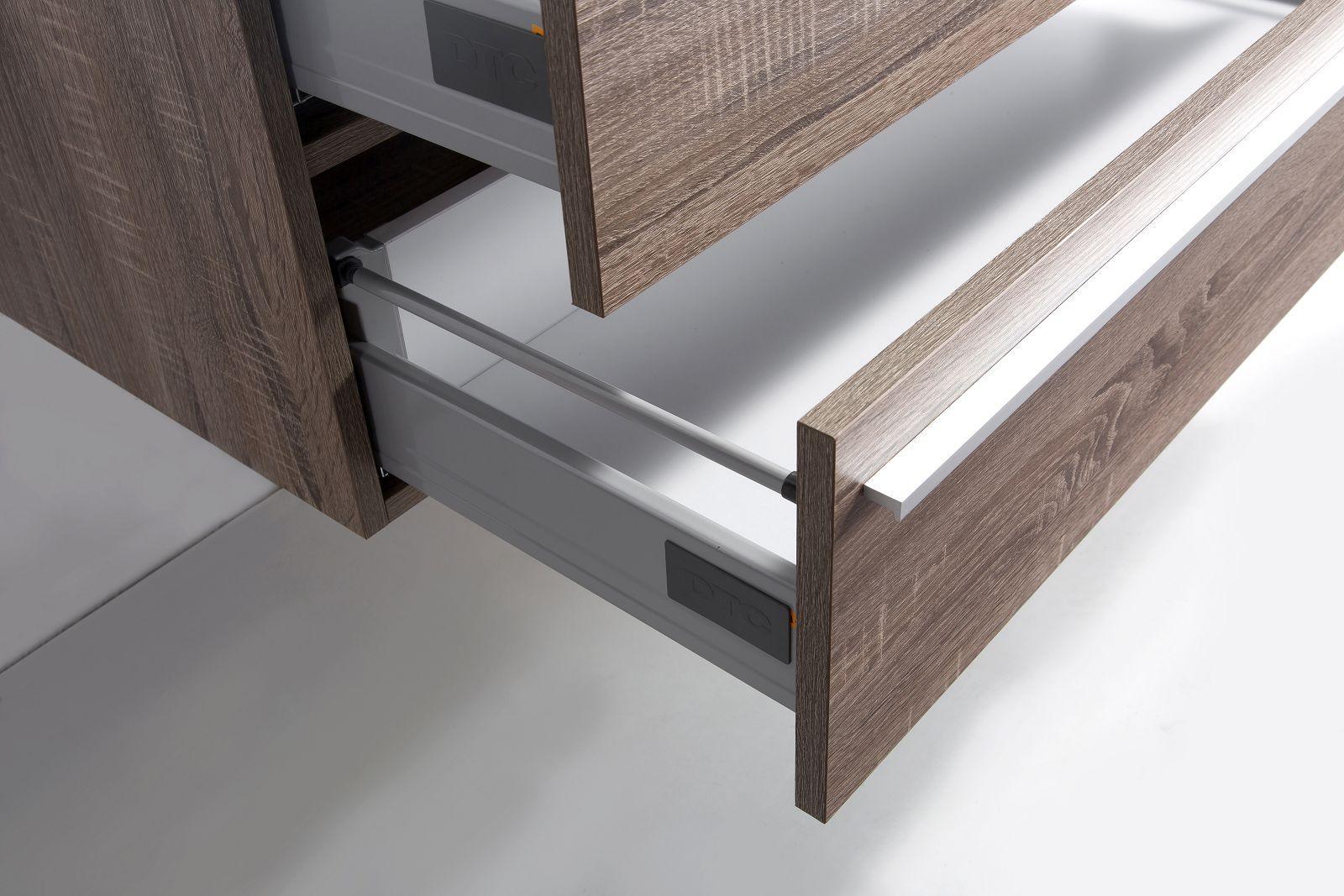 42" Soft Oak Wall Mount Bathroom Vanity with White Polymarble Countertop-Migration_Bathroom Vanities-DECOROLALA