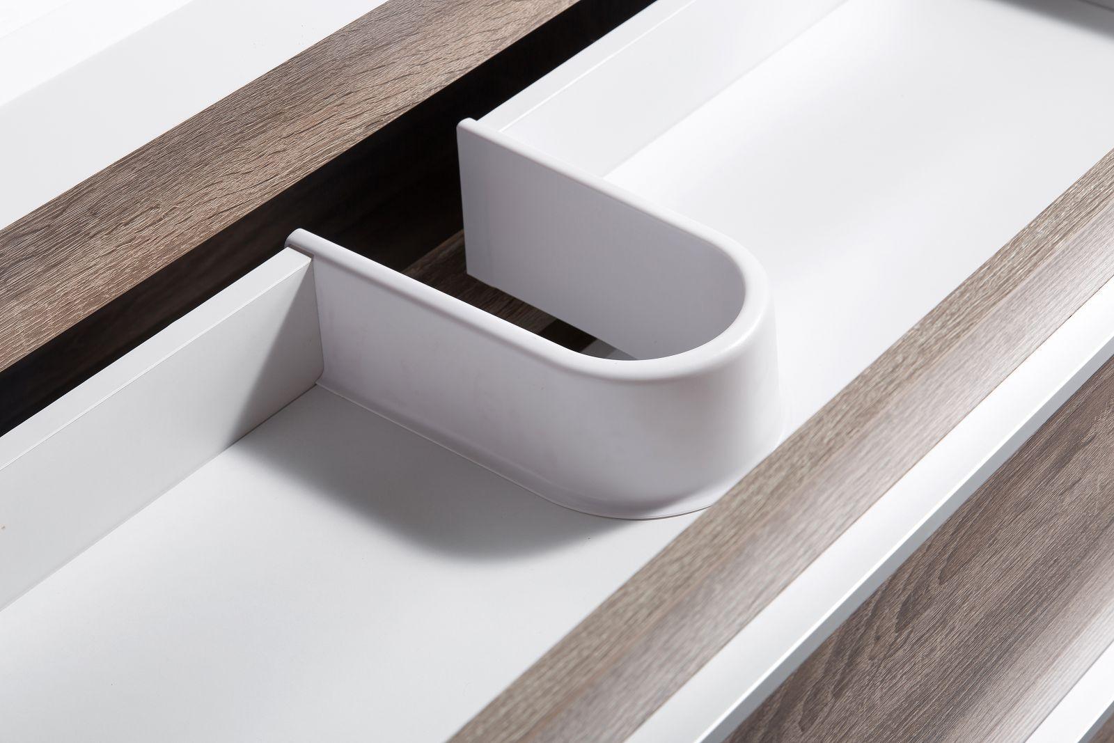 42" Soft Oak Wall Mount Bathroom Vanity with White Polymarble Countertop-Migration_Bathroom Vanities-DECOROLALA