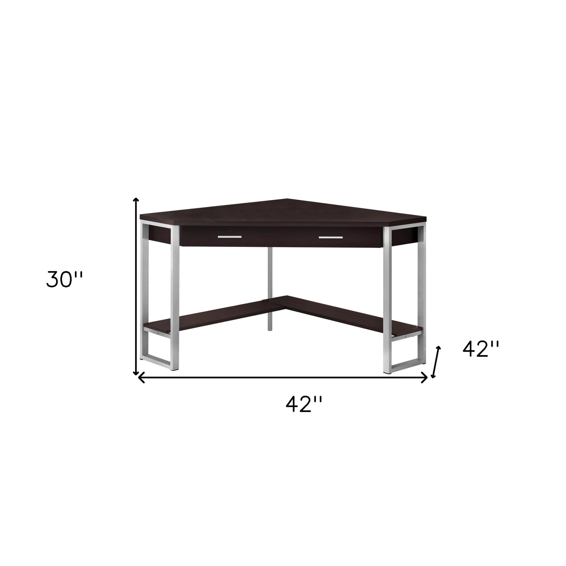 42" Taupe and Silver Corner Computer Desk-Desks-DECOROLALA