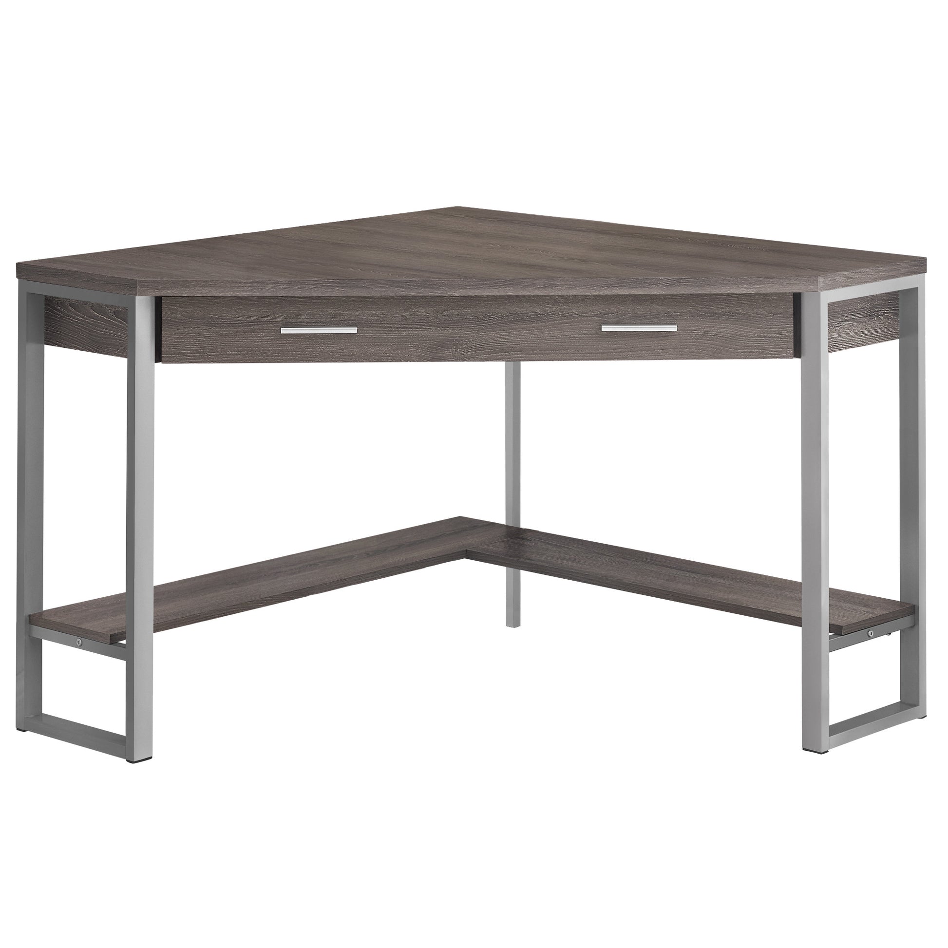 42" Taupe and Silver Corner Computer Desk-Desks-DECOROLALA
