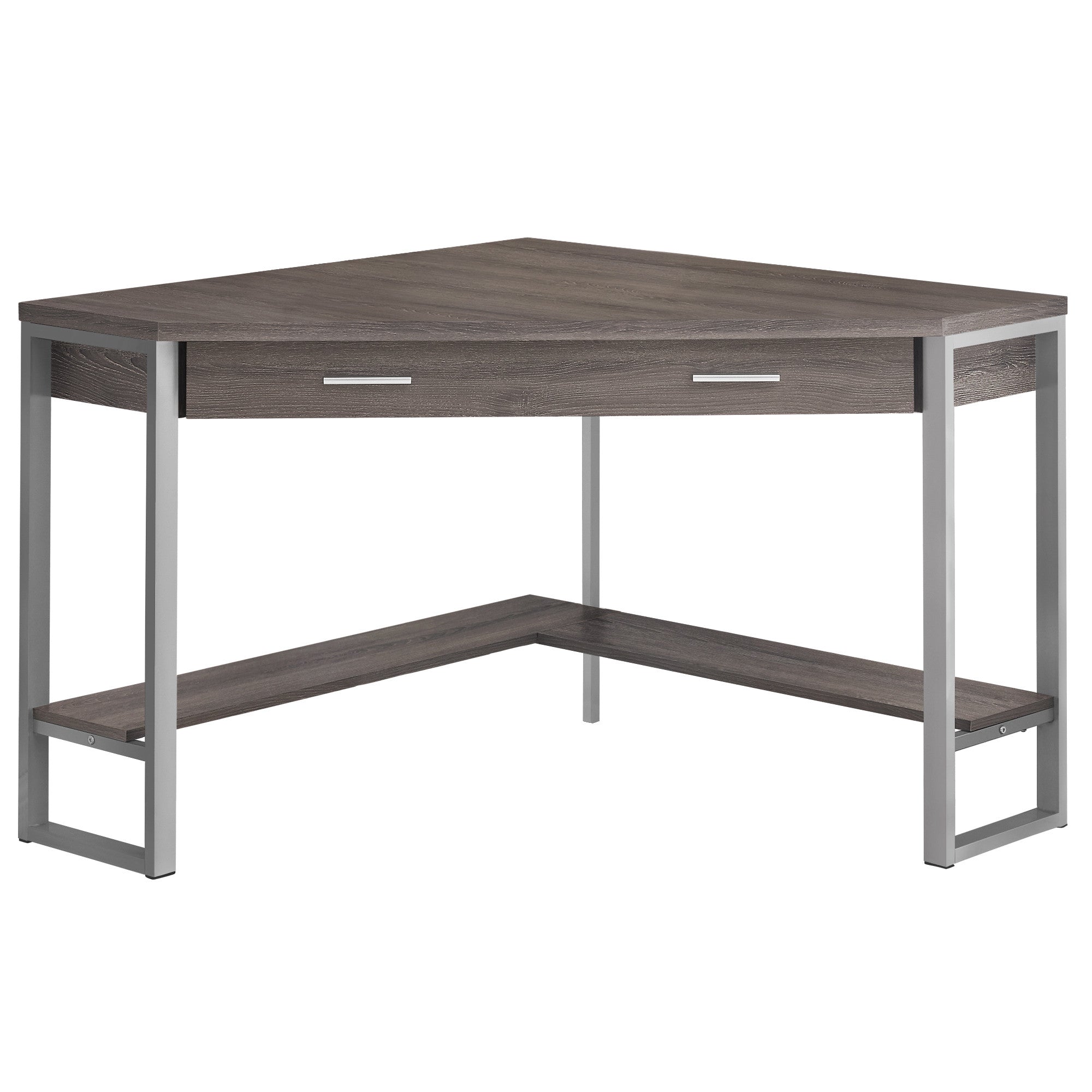 42" Taupe and Silver Corner Computer Desk-Desks-DECOROLALA