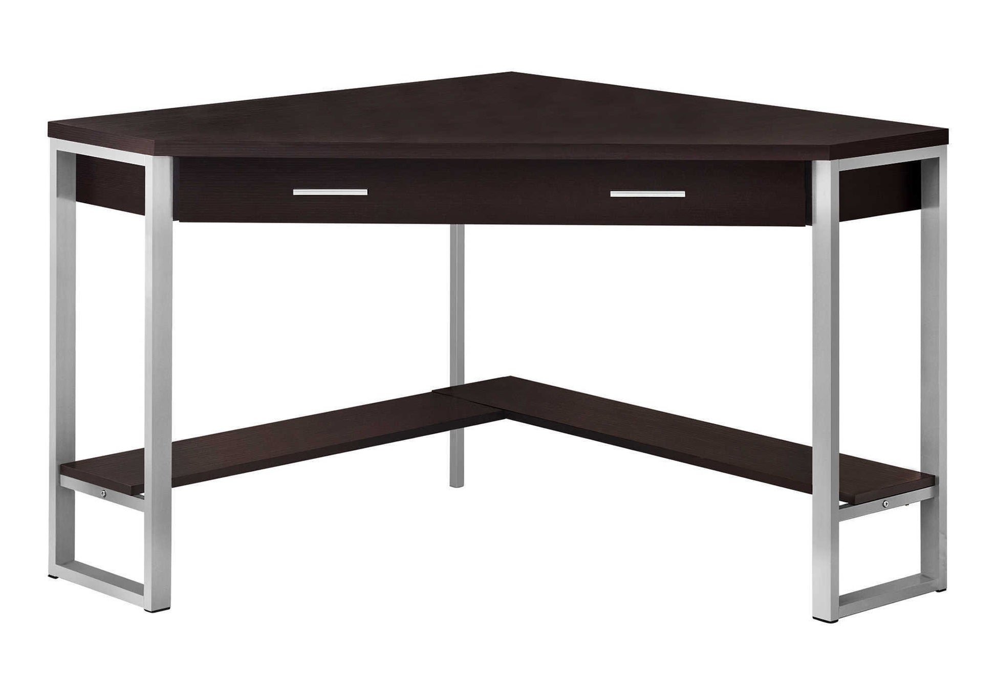 42" Taupe and Silver Corner Computer Desk-Desks-DECOROLALA