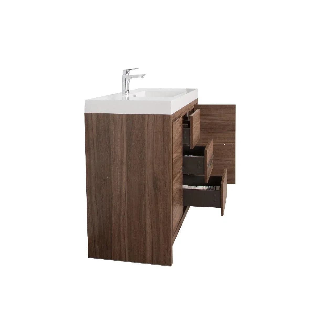 42" Walnut Freestanding Bathroom Vanity with White Polymarble Countertop-Migration_Bathroom Vanities-DECOROLALA