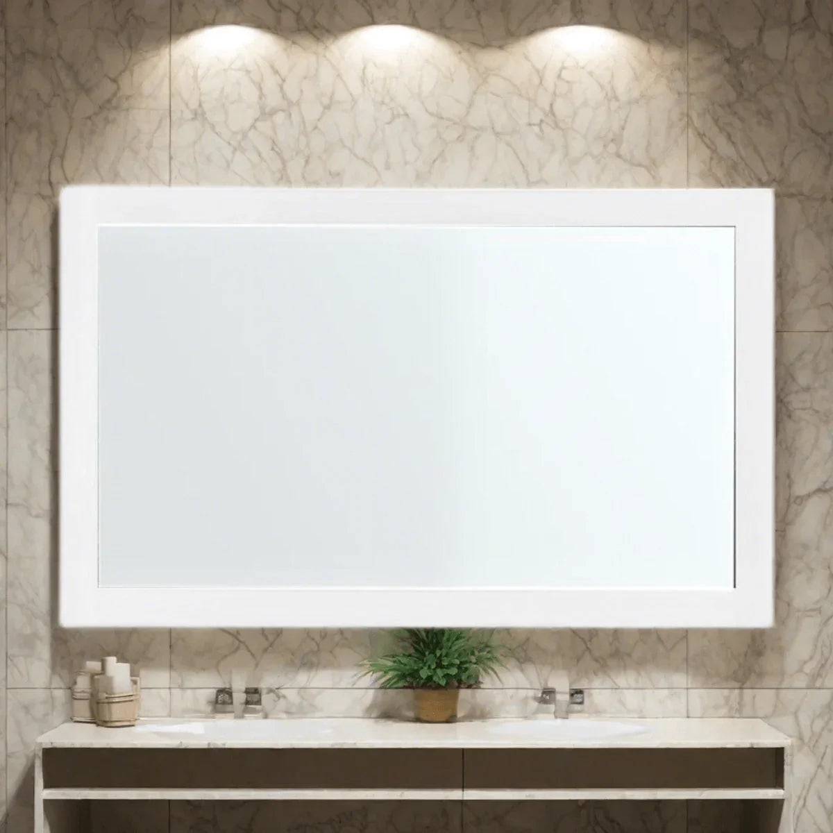 42" White Framed Silver Bathroom Mirror – Labrador Collection-Migration_Mirrors-DECOROLALA