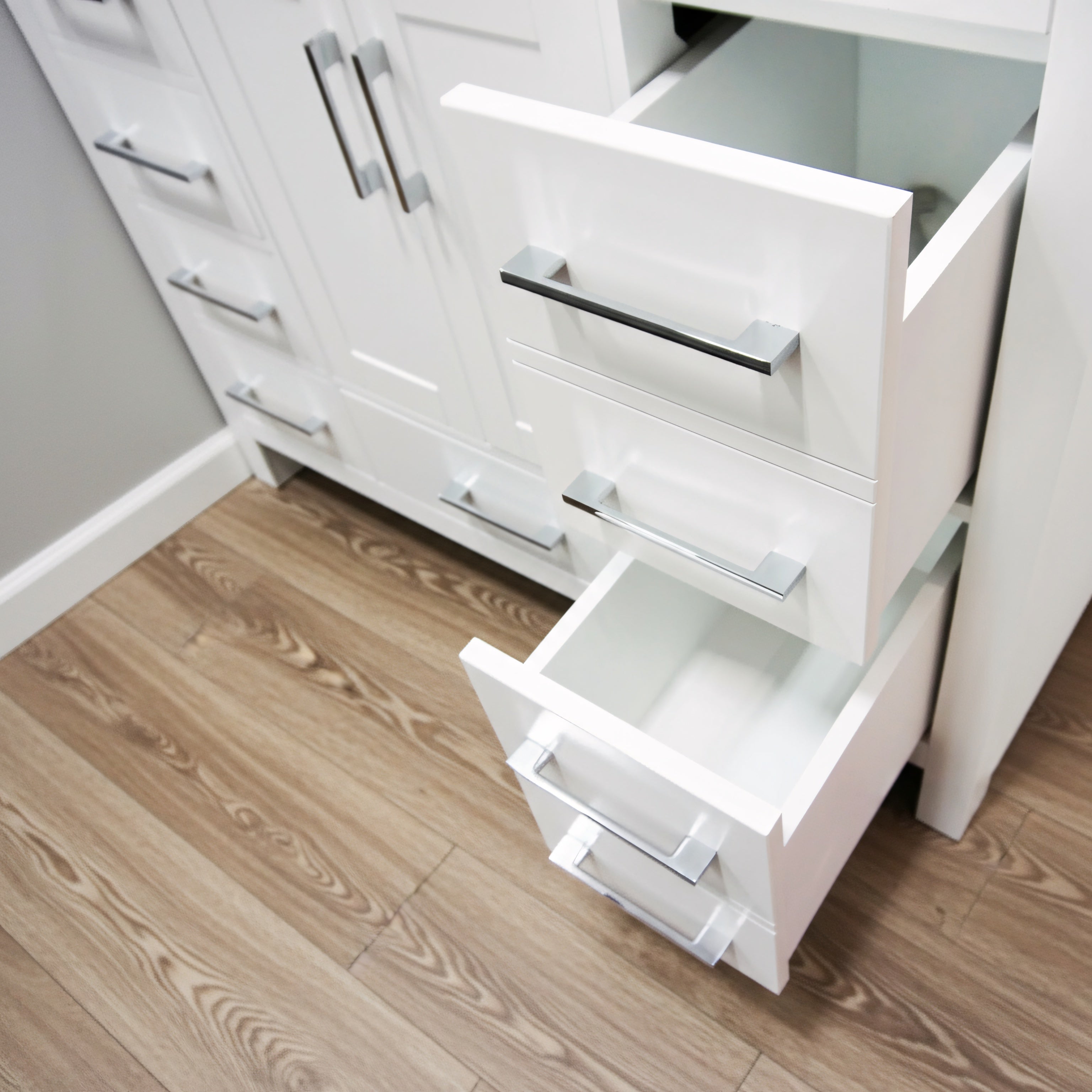 42" White Freestanding Bathroom Vanity with Engineered Calcutta Marble Countertop-Migration_Bathroom Vanities-DECOROLALA