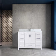 42" White Freestanding Bathroom Vanity with Engineered Calcutta Marble Countertop-Migration_Bathroom Vanities-DECOROLALA