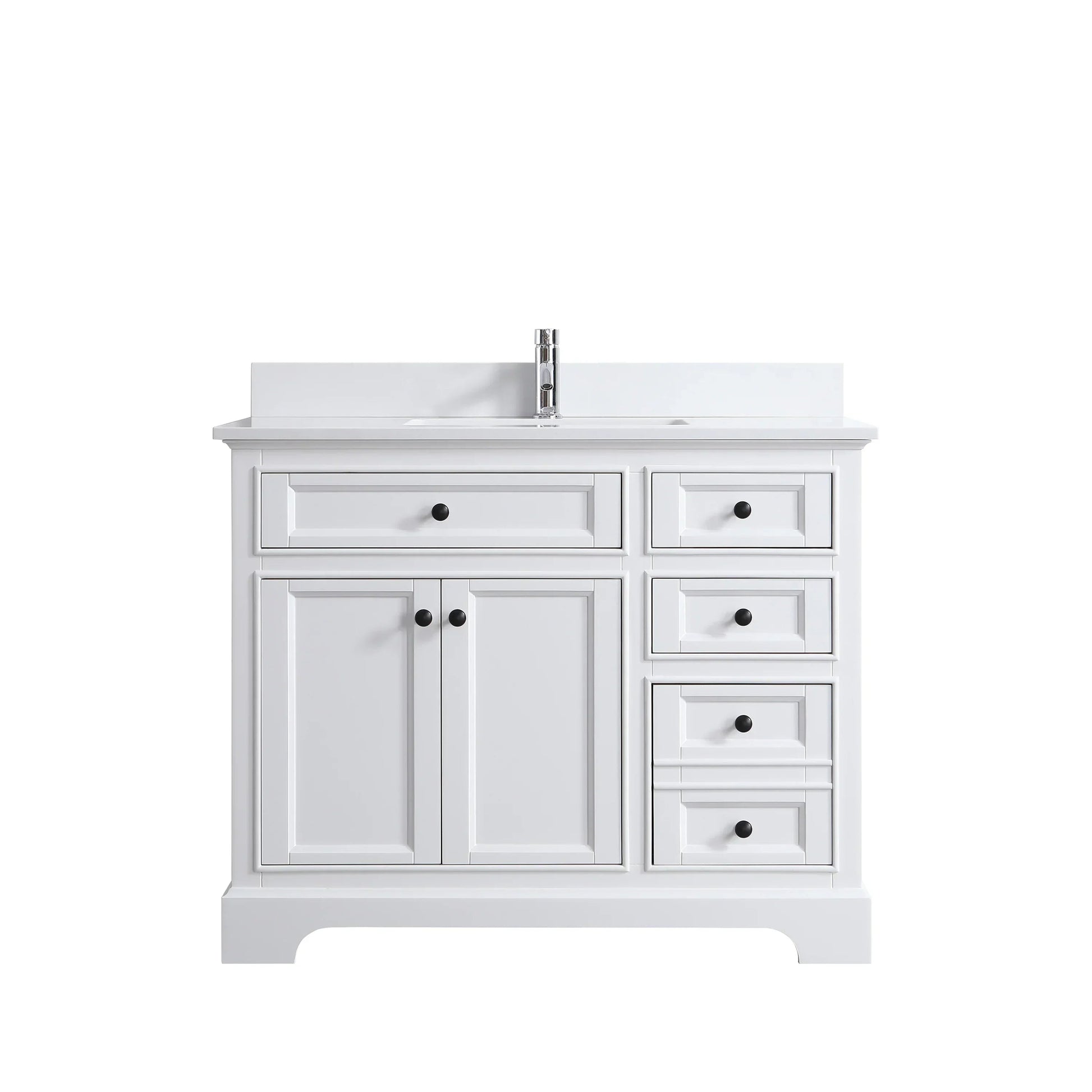 42" White Freestanding Bathroom Vanity with Solid White Quartz Countertop-Migration_Bathroom Vanities-DECOROLALA