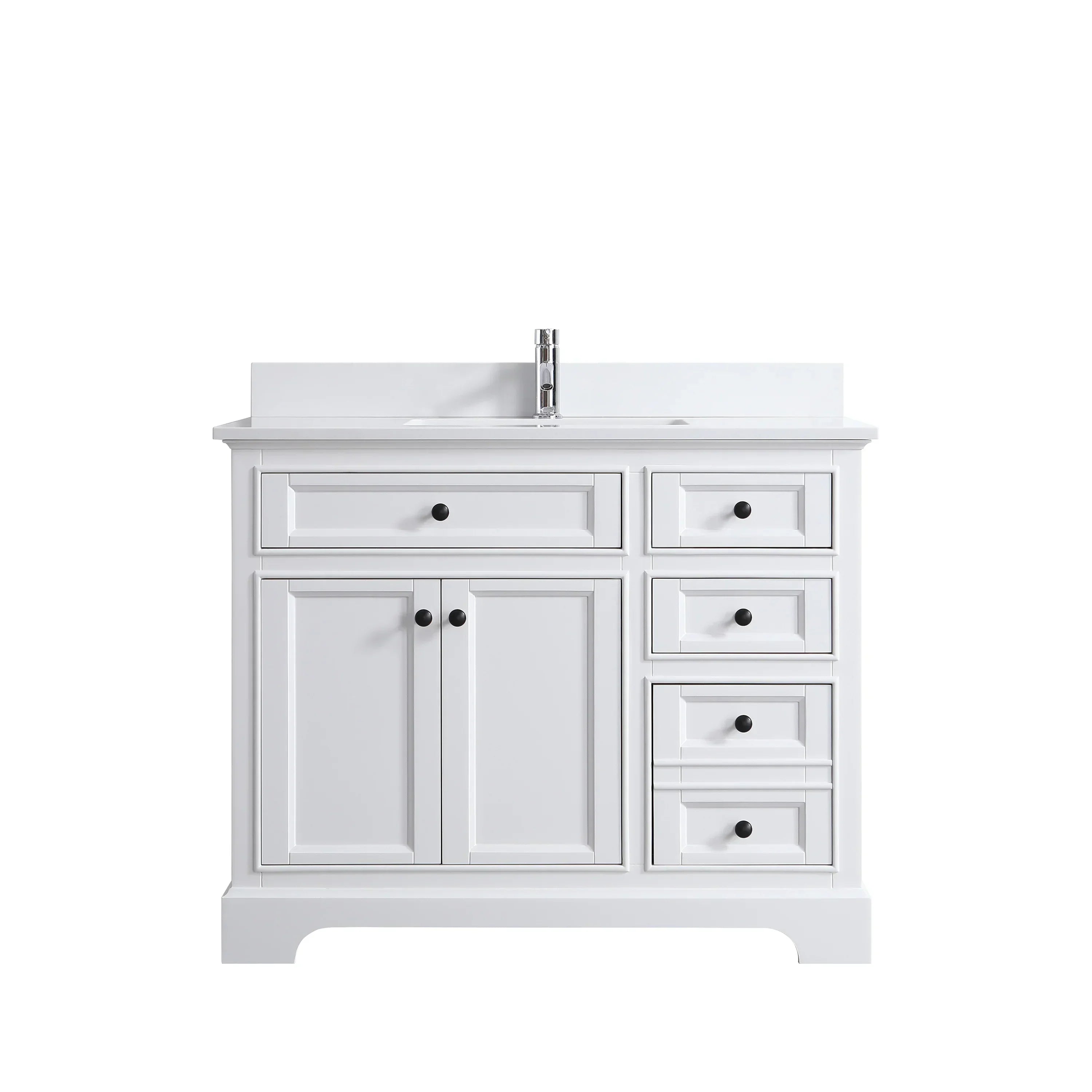 42" White Freestanding Bathroom Vanity with Solid White Quartz Countertop-Migration_Bathroom Vanities-DECOROLALA