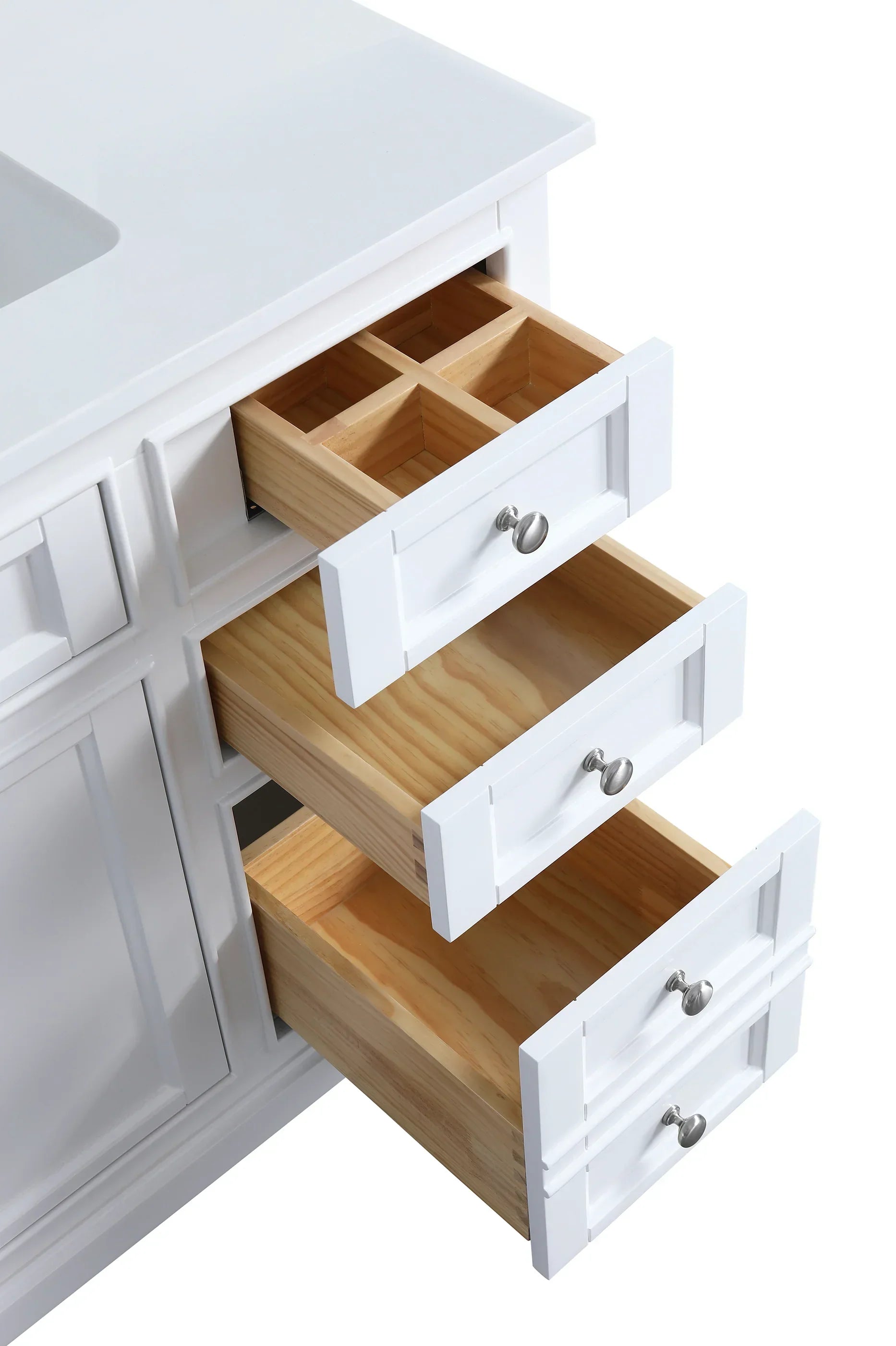 42" White Freestanding Bathroom Vanity with Solid White Quartz Countertop-Migration_Bathroom Vanities-DECOROLALA