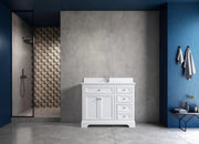 42" White Freestanding Bathroom Vanity with Solid White Quartz Countertop-Migration_Bathroom Vanities-DECOROLALA