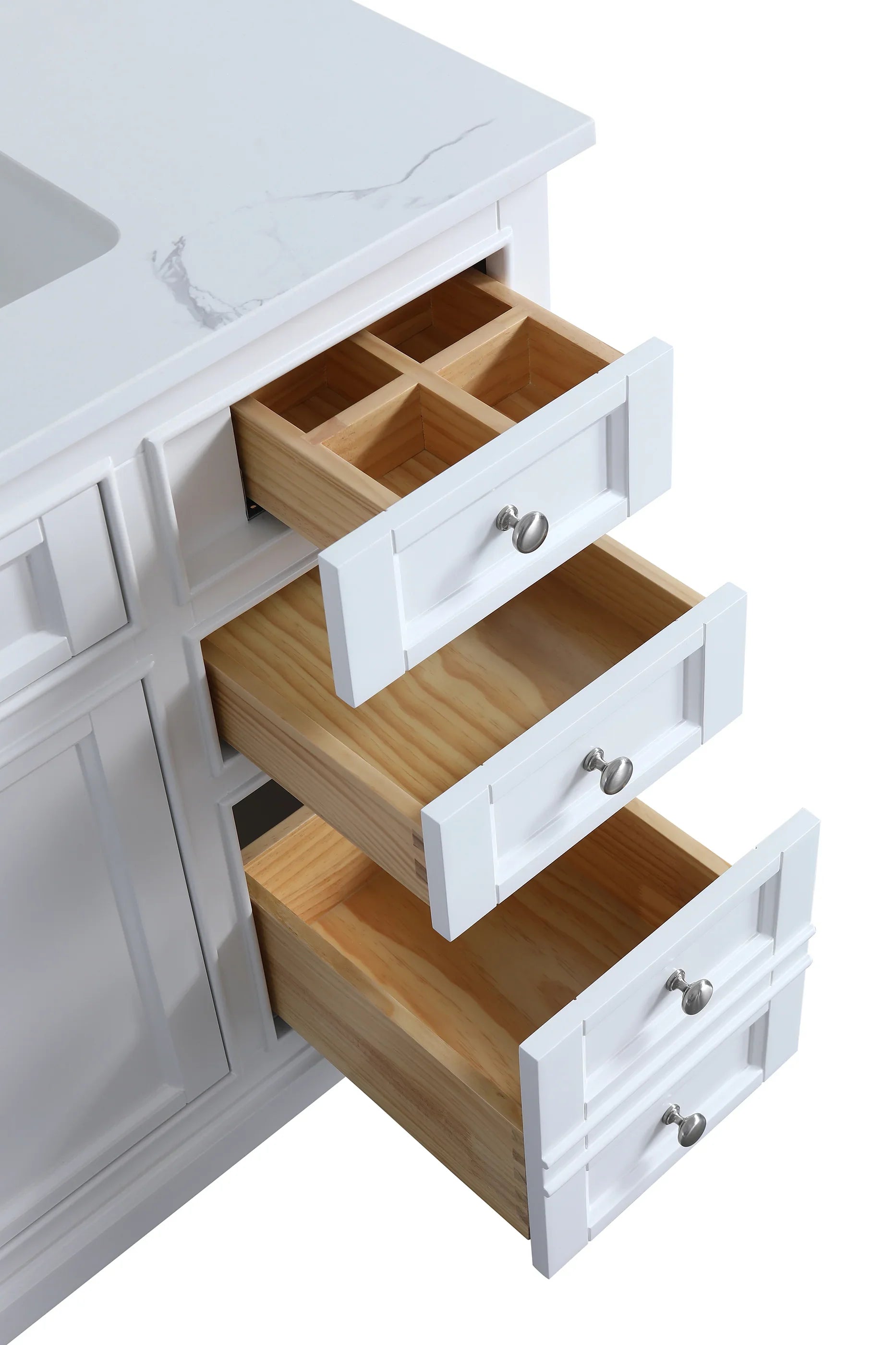 42" White Freestanding Single Sink Bathroom Vanity with Engineered Calcutta Marble Countertop-Migration_Bathroom Vanities-DECOROLALA