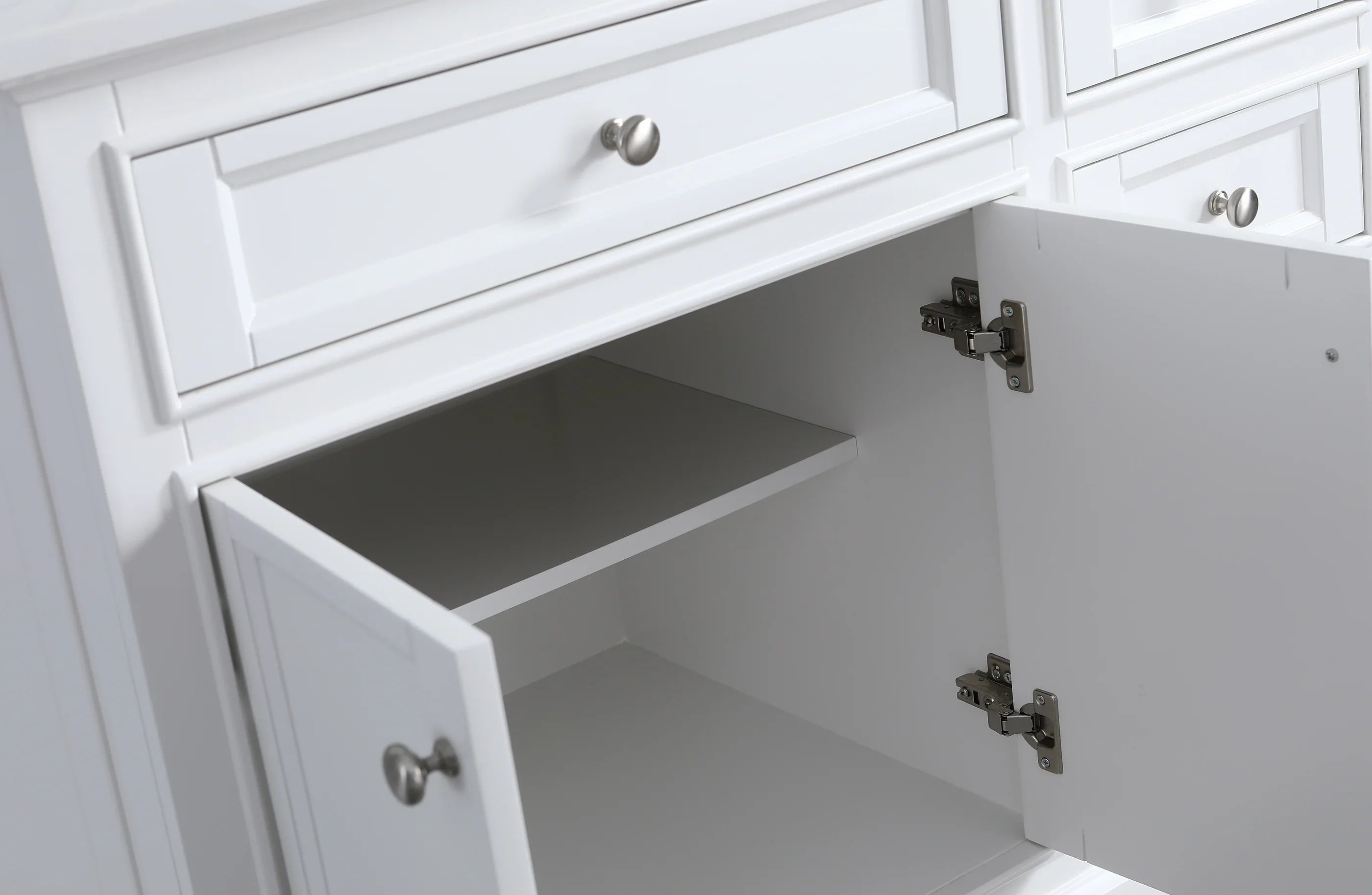 42" White Freestanding Single Sink Bathroom Vanity with Engineered Calcutta Marble Countertop-Migration_Bathroom Vanities-DECOROLALA