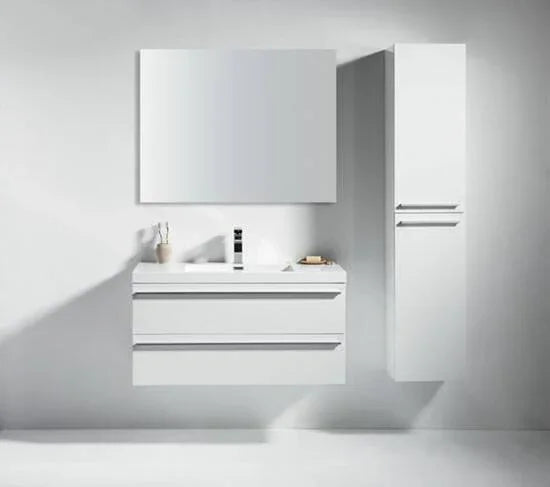 42" White Wall Mount Bathroom Vanity with White Polymarble Countertop-Migration_Bathroom Vanities-DECOROLALA