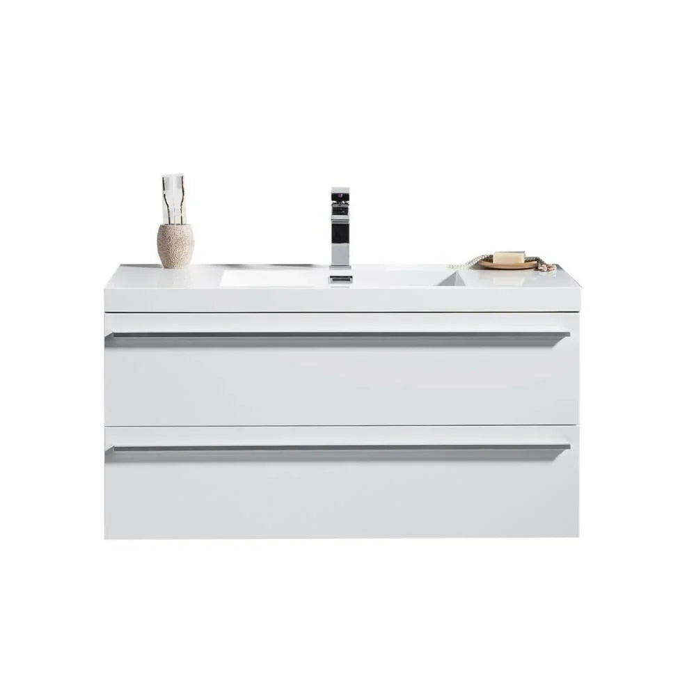 42" White Wall Mount Bathroom Vanity with White Polymarble Countertop-Migration_Bathroom Vanities-DECOROLALA