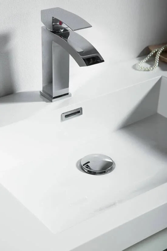 42" White Wall Mount Bathroom Vanity with White Polymarble Countertop-Migration_Bathroom Vanities-DECOROLALA